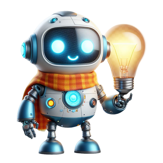Maskot Alofok — robot držící rozsvícenou žárovku